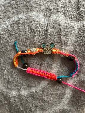 Disney Mickey Mouse Rhinestone Macrame Cord Friendship Bracelet